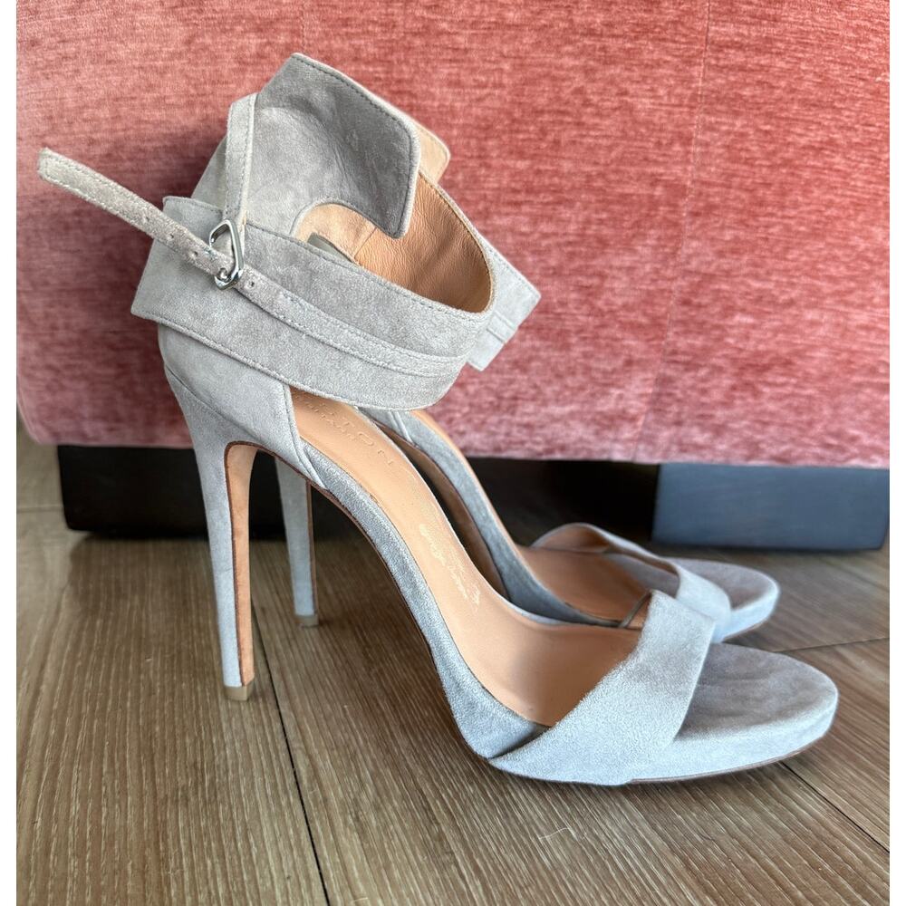 Halston Heritage Ellen Women's 9M Gray Suede Ankle Strap Stiletto Heels